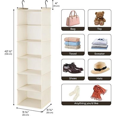 Hanging Closet Organizer with 6 Shelves and 2 Hooks Collapsible Storage Rack