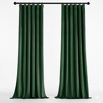 Velvet Blackout Curtains, Thermal Insulated Pinch Pleat Back Tab Panels
