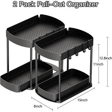 2-Pack Pull-Out Under Sink Organizer, Multi-Purpose Cabinet Storage