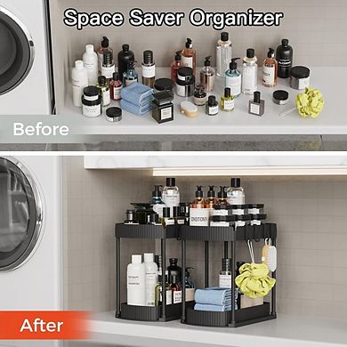 2-Pack Pull-Out Under Sink Organizer, Multi-Purpose Cabinet Storage