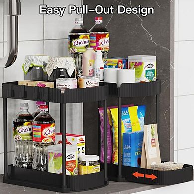 2-Pack Pull-Out Under Sink Organizer, Multi-Purpose Cabinet Storage