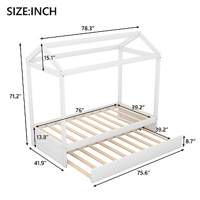 House Bed with Trundle White