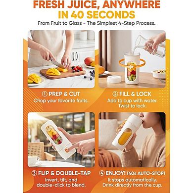 Portable Personal Blender, 12-Blade Mini Smoothie Maker, USB-C Rechargeable, BPA-Free