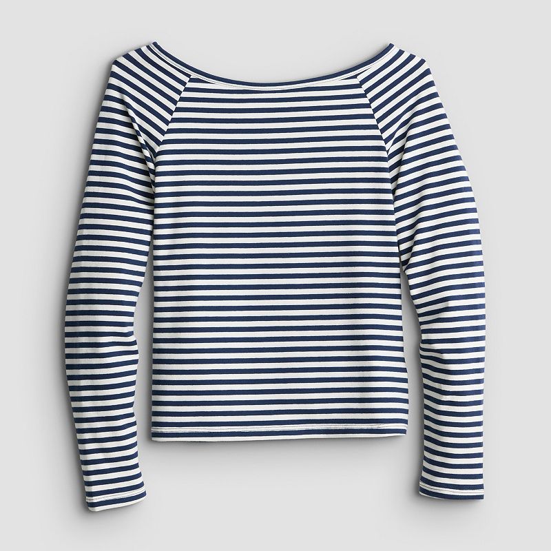 Girls 7-16 Sea + Skye Boat Neck Long Sleeve Cozy Tee, Girl's, 