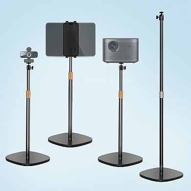 Delton S190S Adjustable Webcam Floor Stand and Tablet Clip Holder Bundle, Black