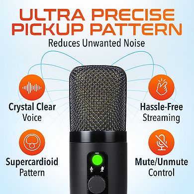 Delton M101 RGB Condenser Microphone & ANC Bluetooth Computer Headphones Podcast Kit, Black