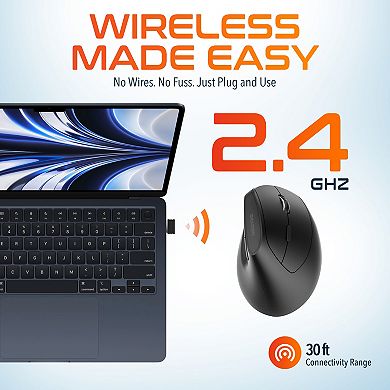 Delton Wireless Ergonomic Keyboard and Optical Mouse Combo, Black
