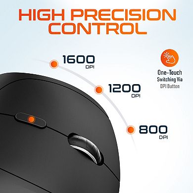 Delton Wireless Ergonomic Mechanical Keyboard with Wrist Rest and Vertical Computer Mouse, Black