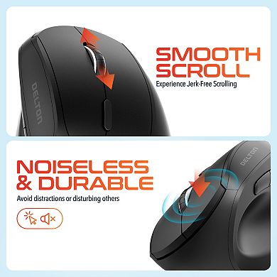 Delton Wireless Ergonomic Mechanical Keyboard with Wrist Rest and Vertical Computer Mouse, Black