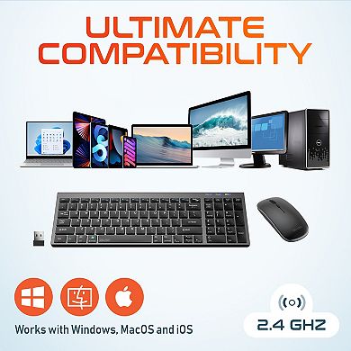 Delton N36 Wireless Keyboard Mouse and USB-A/USB-C Noise-Cancelling Computer Headset Bundle, Black