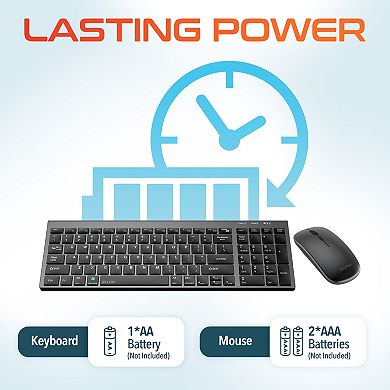 Delton N36 Wireless Keyboard Mouse and USB-A/USB-C Noise-Cancelling Computer Headset Bundle, Black