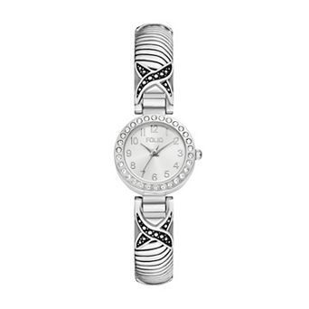Folio Sterling Silver Simulated Crystal Bangle Watch