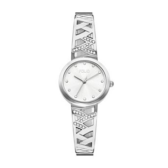 FOLIO Women's Silver-Tone Round Bangle Watch