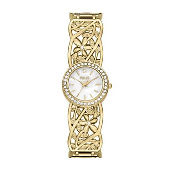 Folio Womens Gold-Tone Vine Half Bangle Watch