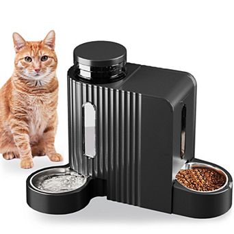 Automatic Gravity Pet Feeder Water Dispenser Set Stainless Steel 0.8 Gallon Large Capacity for Cats