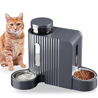 Automatic Gravity Pet Feeder Water Dispenser Set Stainless Steel 0.8 Gallon Large Capacity for Cats