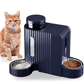 Automatic Gravity Pet Feeder Water Dispenser Set Stainless Steel 0.8 Gallon Large Capacity for Cats