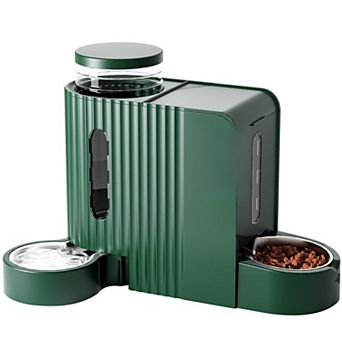 Automatic Gravity Pet Feeder Water Dispenser Set Stainless Steel 0.8 Gallon Large Capacity for Cats