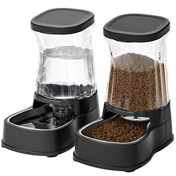 Automatic Dog Water Dispenser Gravity Stainless Steel Waterer & Food Feeder Set BPA Free Large Capac