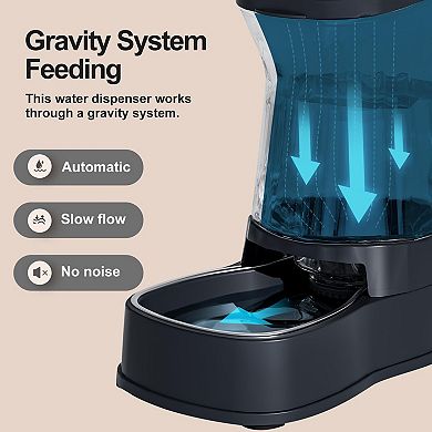 Automatic Dog Water Dispenser Gravity Stainless Steel Waterer & Food Feeder Set BPA Free Large