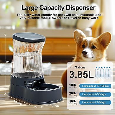 Automatic Dog Water Dispenser Gravity Stainless Steel Waterer & Food Feeder Set BPA Free Large