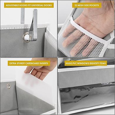 Over-the-Door Hanging Organizer, 12 Mesh Pockets, 50 lb Capacity