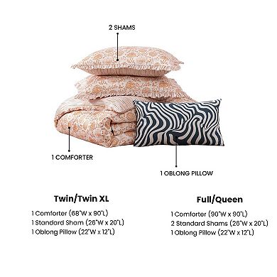 BebeTeen By Bebejan Clay Trees 100 % Cotton Sateen Reversible Comforter Set
