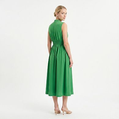 Women's Maison Tara Sleeveless V-Neck Smocked Waist Midi Dress