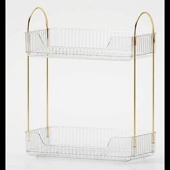 2 tier Clear Bathroom Countertop Organizer, Makeup & Skincare Storage Tray