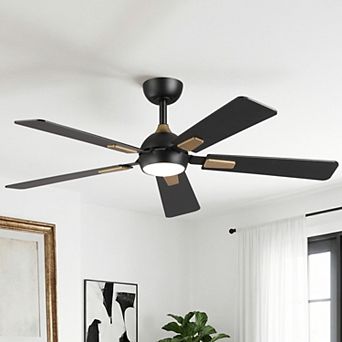 52" Modern Reversible 5 Blades Smart Ceiling Fan with Dimmable LED Light and Remote,APP Control