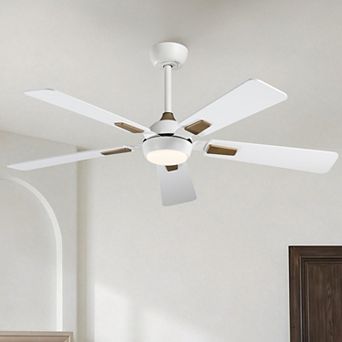 52" Modern Reversible 5 Blades Smart Ceiling Fan with Dimmable LED Light and Remote,APP Control