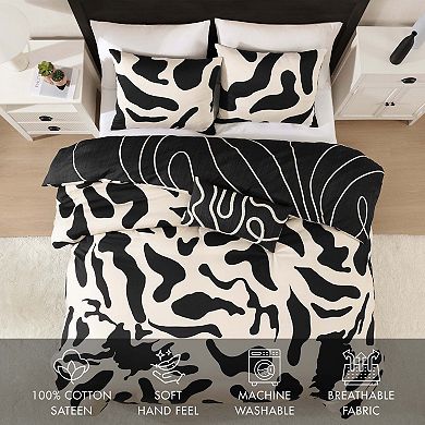 BebeTeen By Bebejan Ebony and Ivory 100 % Cotton Sateen Reversible Comforter Set
