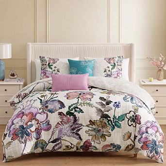 Bebejan Watercolor Jacobean 100 % Cotton Sateen 5 pc Reversible Comforter Set