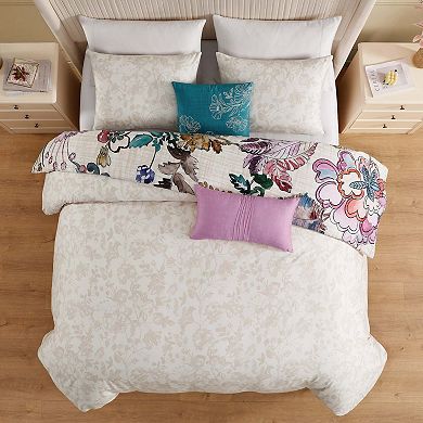 Bebejan Watercolor Jacobean 100 % Cotton Sateen 5 Piece Reversible Comforter Set