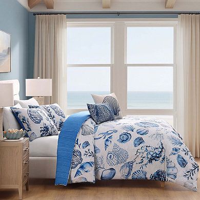 Bebejan Shells and Seaplants 100 % Cotton Sateen 5 Piece Reversible Comforter Set