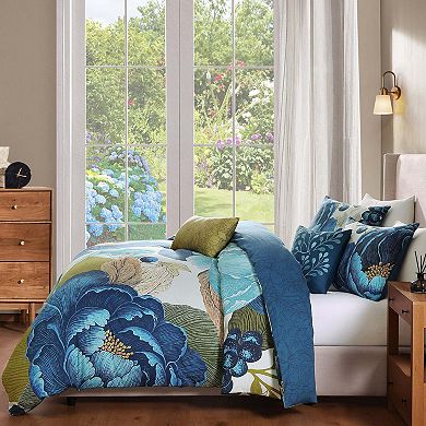 Bebejan Teal Tapestry 100 % Cotton Sateen 5 Piece Reversible Comforter Set