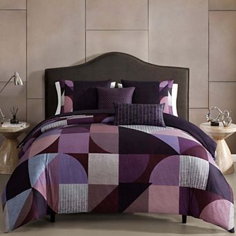 Bebejan Orchid Matrix 100 % Cotton Sateen 5 pc Reversible Comforter Set