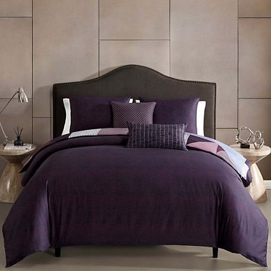 Bebejan Orchid Matrix 100 % Cotton Sateen 5 Piece Reversible Comforter Set