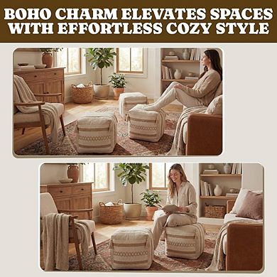 2 PCS Boho Unstuffed Ottoman Pouf Cover Storage Footrest Cube Floor Seat