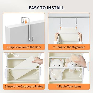 Over Door Hanging Organizer with 5 Clear Windows and 10 Side Pockets set of 2