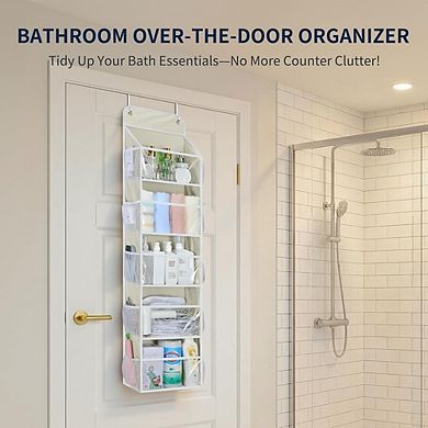 Over Door Hanging Organizer with 5 Clear Windows and 10 Side Pockets set of 2