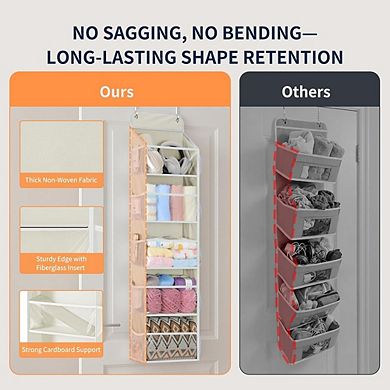 Over Door Hanging Organizer with 5 Clear Windows and 10 Side Pockets set of 2
