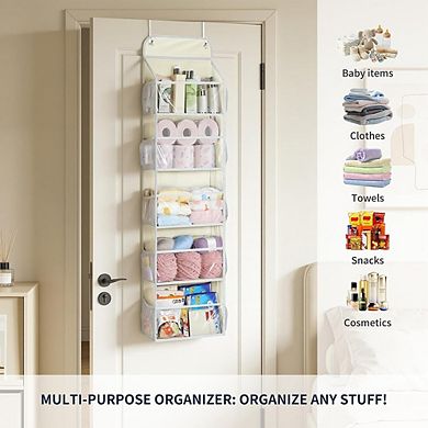 Over Door Hanging Organizer with 5 Clear Windows and 10 Side Pockets set of 2