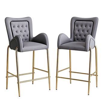Bar Stool Set Counter Height Structure Velvet Upholstery For Household Bar Space