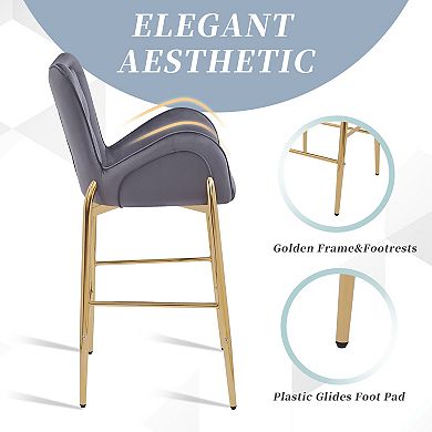 Bar Stool Set Counter Height Structure Velvet Upholstery For Household Bar Space