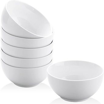 White Ceramic Small Bowls Set of 6, 10 oz, Multi-Purpose & Microwave Safe