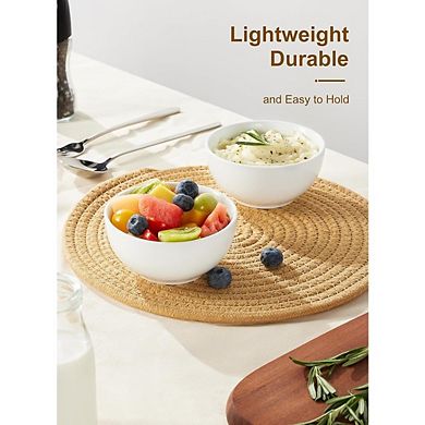 White Ceramic Small Bowls Set of 6, 10 oz, Multi-Purpose & Microwave Safe