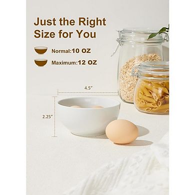 White Ceramic Small Bowls Set of 6, 10 oz, Multi-Purpose & Microwave Safe