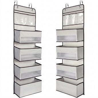 Over Door Hanging Organizer with 4 Large and 3 Small Pockets for Storage set of 2