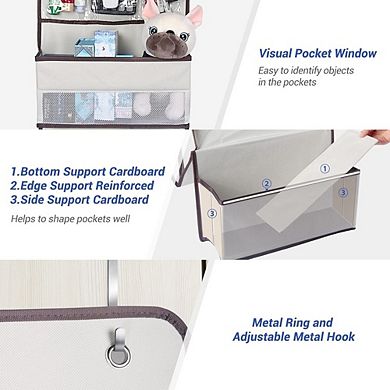 Over Door Hanging Organizer with 4 Large and 3 Small Pockets for Storage set of 2